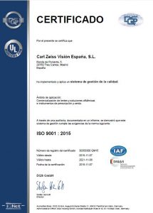 Carl Zeiss Vision España añade la certificación ISO 9001:2015  