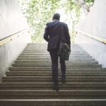 Pedestrian Businessman Walking Out Of Metro