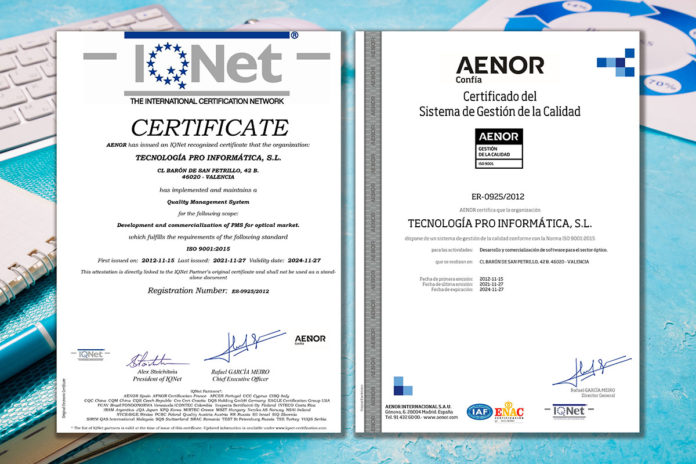 Temática Software renueva su certificado de calidad ISO 9001: 2015